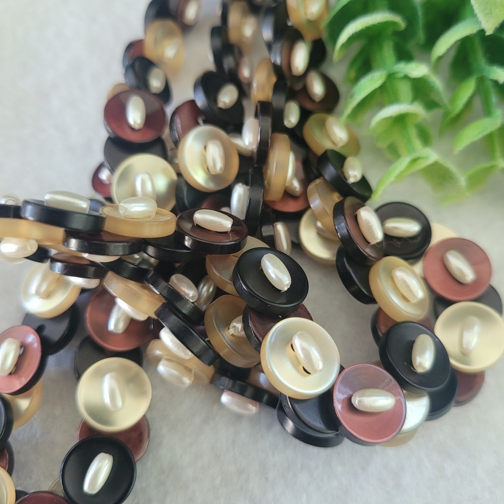 Artisan Endless Button Necklace Faux Pearl Accent 28 Inch Vintage Revival